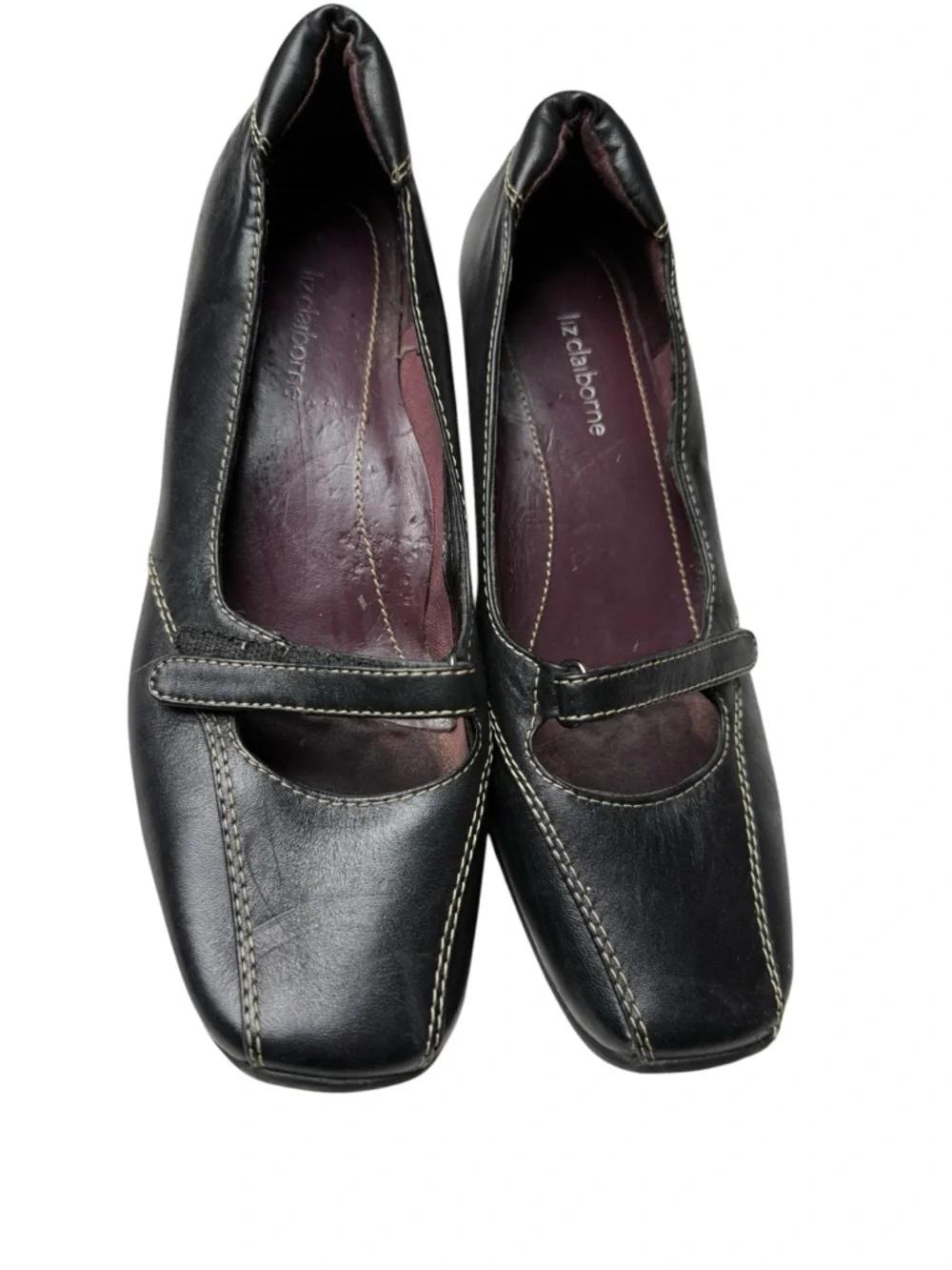 VTG Liz Claiborne Andy Black Leather Women's Loafer Shoes SZ 8.5 Slip On Preppy
